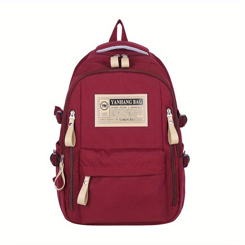 Letter Patch Decor Backpack Preppy Style School Bag Large Capacity