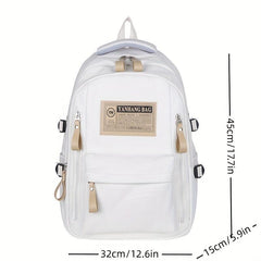 Letter Patch Decor Backpack Preppy Style School Bag Large Capacity