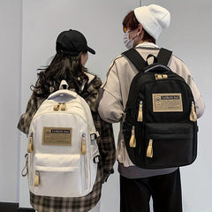 Letter Patch Decor Backpack Preppy Style School Bag Large Capacity