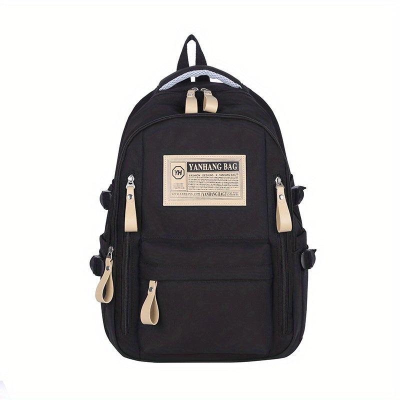 Letter Patch Decor Backpack Preppy Style School Bag Large Capacity