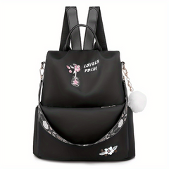 Flower Embroidery Backpack Purse Waterproof Anti-theft Shoulder Bag