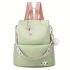 Flower Embroidery Backpack Purse Waterproof Anti-theft Shoulder Bag