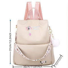 Flower Embroidery Backpack Purse Waterproof Anti-theft Shoulder Bag