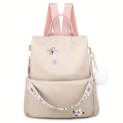 Flower Embroidery Backpack Purse Waterproof Anti-theft Shoulder Bag