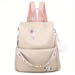 Flower Embroidery Backpack Purse Waterproof Anti-theft Shoulder Bag