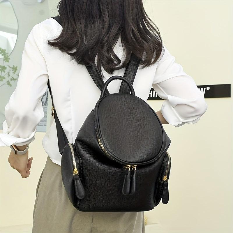 Stylish Ladies Cylinder Backpack PU Leather Schoolbag