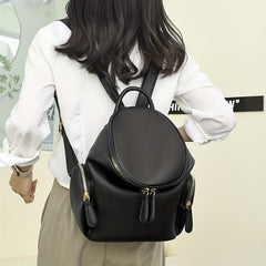 Stylish Ladies Cylinder Backpack PU Leather Schoolbag