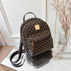 Geometric Pattern Small Zipper Backpack with Adjustable Strap