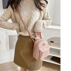 Geometric Pattern Small Zipper Backpack with Adjustable Strap