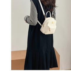 Geometric Pattern Small Zipper Backpack with Adjustable Strap