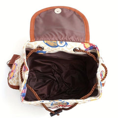 Vintage Owl Pattern Backpack Ethnic Storage Rucksack Women's Lightweight Travel