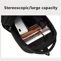 Letter Graphic Laptop Backpack Nylon Schoolbag USB Charging Port