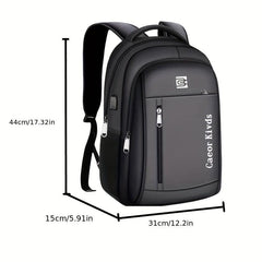 Letter Graphic Laptop Backpack Nylon Schoolbag USB Charging Port