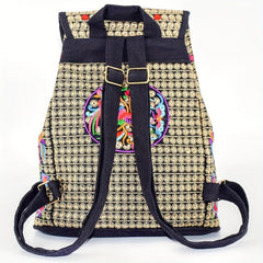 Women's Ethnic Style Backpack Floral Embroidery Canvas School Bag