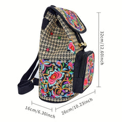 Women's Ethnic Style Backpack Floral Embroidery Canvas School Bag