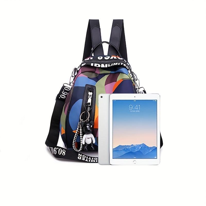 Geometric Pattern Mini Block Backpack Lightweight Nylon Travel Bag