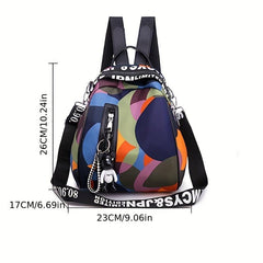 Geometric Pattern Mini Block Backpack Lightweight Nylon Travel Bag