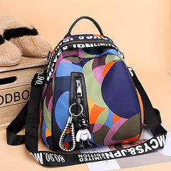 Geometric Pattern Mini Block Backpack Lightweight Nylon Travel Bag