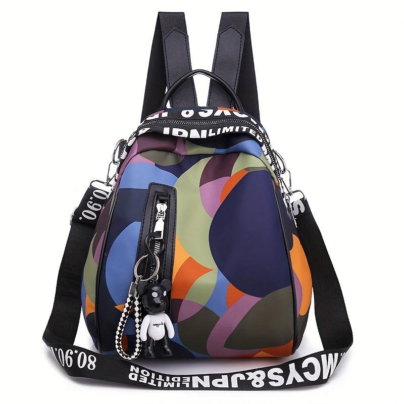 Geometric Pattern Mini Block Backpack Lightweight Nylon Travel Bag