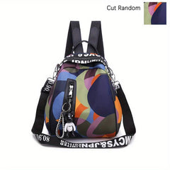 Geometric Pattern Mini Block Backpack Lightweight Nylon Travel Bag