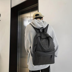 Preppy Style School Backpack PU Leather Laptop Bag
