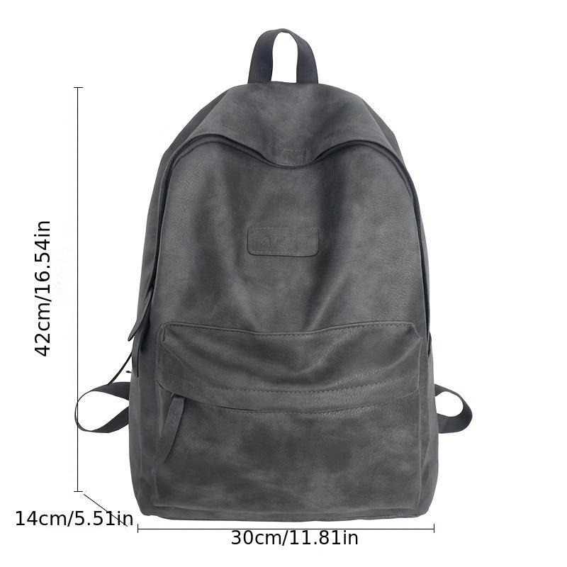 Preppy Style School Backpack PU Leather Laptop Bag