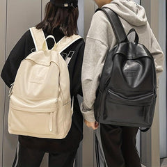 Preppy Style School Backpack PU Leather Laptop Bag
