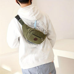 Canvas Waist Bag Chest Bag Fanny Pack for Sports Travel