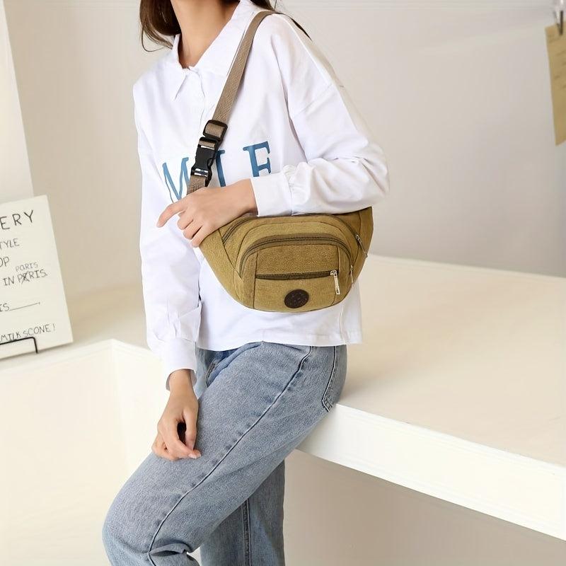 Canvas Waist Bag Chest Bag Fanny Pack for Sports Travel