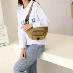 Canvas Waist Bag Chest Bag Fanny Pack for Sports Travel
