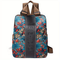Letter Embossed Allover Print Backpack Large Capacity Zipper Knapsack