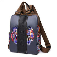 Letter Embossed Allover Print Backpack Large Capacity Zipper Knapsack