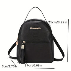 Mini Crocodile Pattern Backpack with Tassel Decor