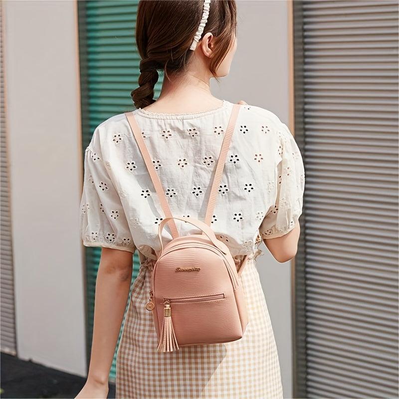 Mini Crocodile Pattern Backpack with Tassel Decor