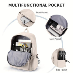 Minimalist Solid Backpack Preppy Zipper Large Capacity School Bag