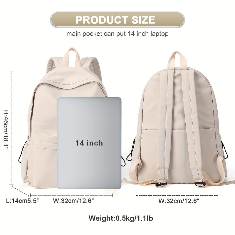 Minimalist Solid Backpack Preppy Zipper Large Capacity School Bag