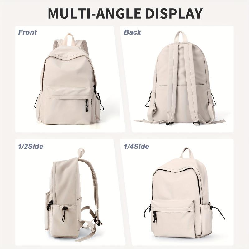 Minimalist Solid Backpack Preppy Zipper Large Capacity School Bag