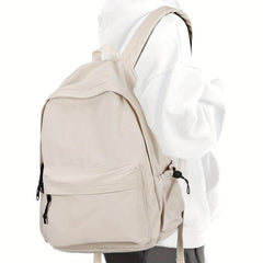 Minimalist Solid Backpack Preppy Zipper Large Capacity School Bag
