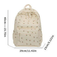 Floral Print Backpack Double Zip Shoulder Bag School Travel Daypack