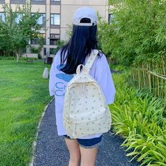Floral Print Backpack Double Zip Shoulder Bag School Travel Daypack