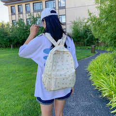 Floral Print Backpack Double Zip Shoulder Bag School Travel Daypack