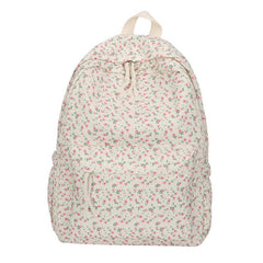 Floral Print Backpack Double Zip Shoulder Bag School Travel Daypack