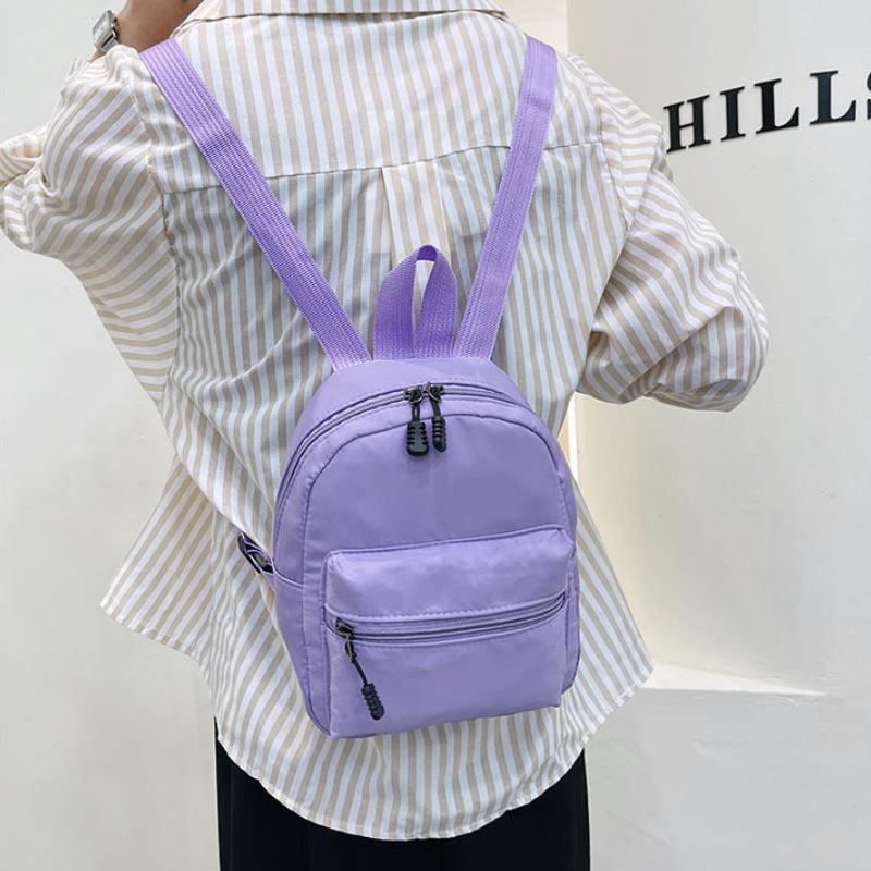 Minimalist Solid Backpack Zipper Versatile School Bag Rucksack
