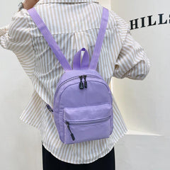 Minimalist Solid Backpack Zipper Versatile School Bag Rucksack