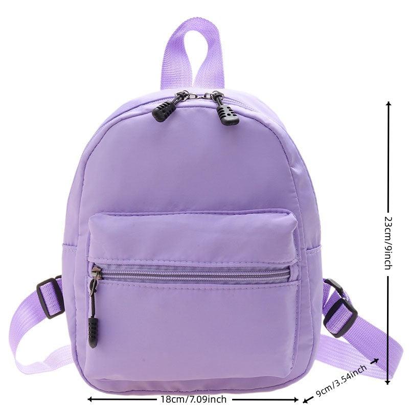 Minimalist Solid Backpack Zipper Versatile School Bag Rucksack