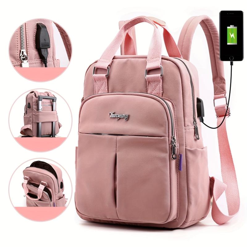 Large Capacity Preppy Backpack with Charging Port