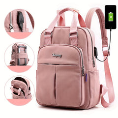 Large Capacity Preppy Backpack with Charging Port
