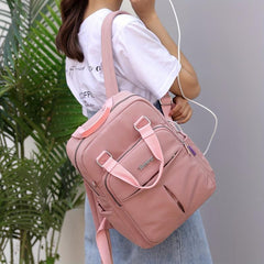 Large Capacity Preppy Backpack with Charging Port