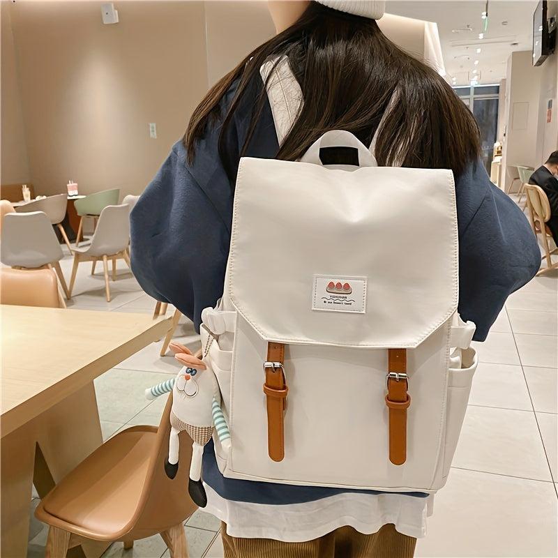 Colorblock Flap School Backpack Rucksack Casual Daypack