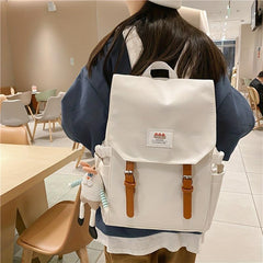 Colorblock Flap School Backpack Rucksack Casual Daypack